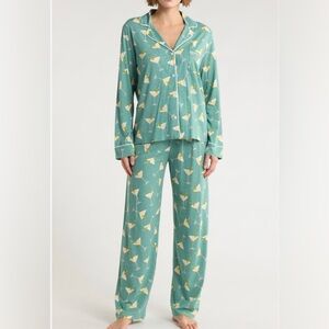 Women’s PJ Salvage Jade Dirty Martini Long Jersey Pajama Set Size Large BNWT